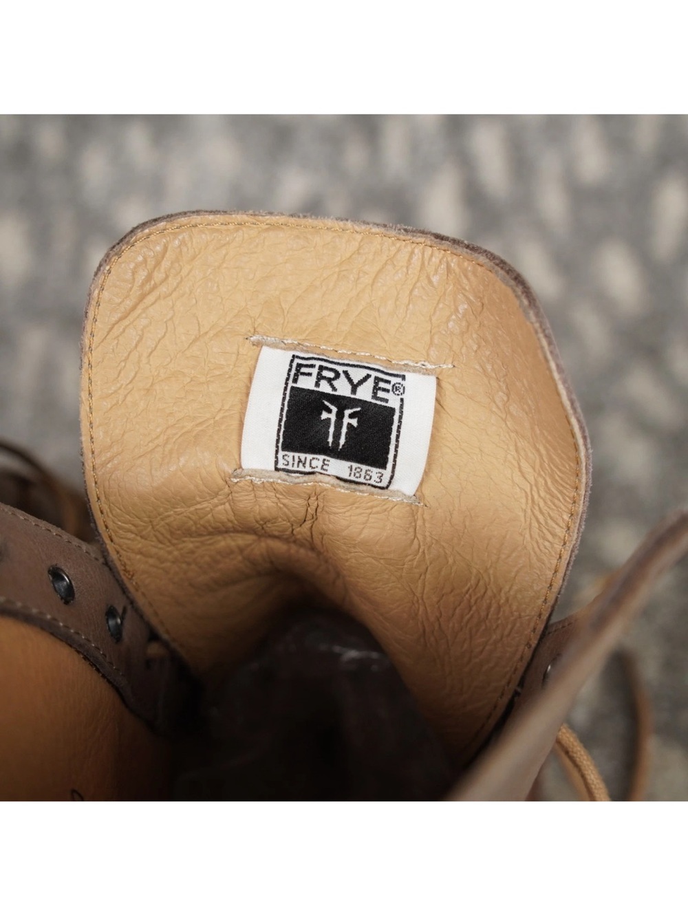 Frye Veronica Flex Combat Boots Womens Size 7.5 B Gray Beige Leather Mexico Made - Picture 15 of 15
